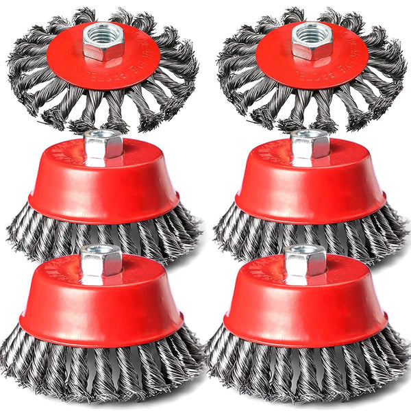 4 Inch Wire Wheel Brush Set for Grinder, DaduoRi 6 Pack Wire Wheels for 4 1/2 Angle Grinder, Heavy Cleaning Rust