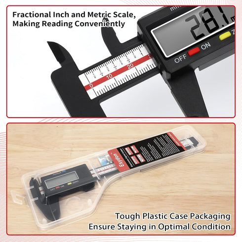 Digital Caliper - Esydon Upgraded 6 Inch Measuring Tool, Electronic Ruler with Large LCD Screen
