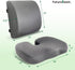 FuturaLoom Set, Tailbone Seat Cushion & Adjustable Lumbar Support Pillow Charcoal Memory Foam Back & Pain Relief