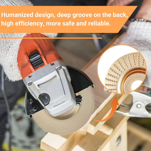 4PCS Wood Carving Disc Set for 4" or 4 1/2" Angle Grinder, Stump Tool Grinder Disc Wheel Attachments for Woodworking