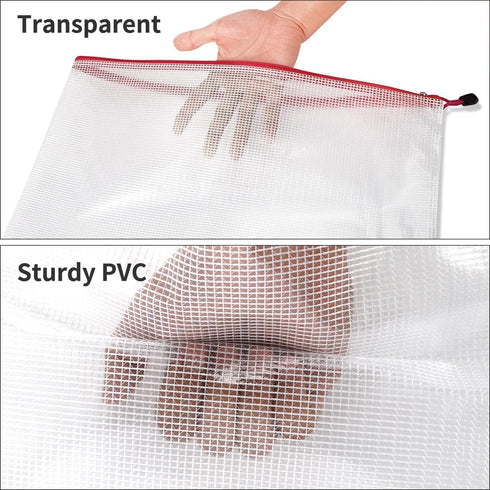 EOOUT 24pcs A3 Extra Large Mesh Zipper Pouch Bags, 16.9x12 Inches Document Bag with Label Pocket for Organizing