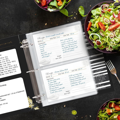 Recipe Card Sleeves Protectors, Half Letter 4x6 for 8.5x9.5 Binders, Pack of 25 Crystal Clear Covers