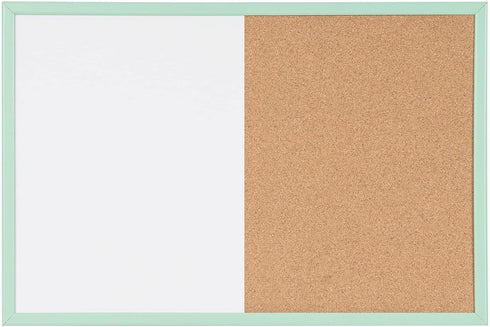 MasterVision Pastel Collection Combo Dry Erase Whiteboard/Cork Bulletin Board, Green MDF Frame - 23.62" x 17.72"