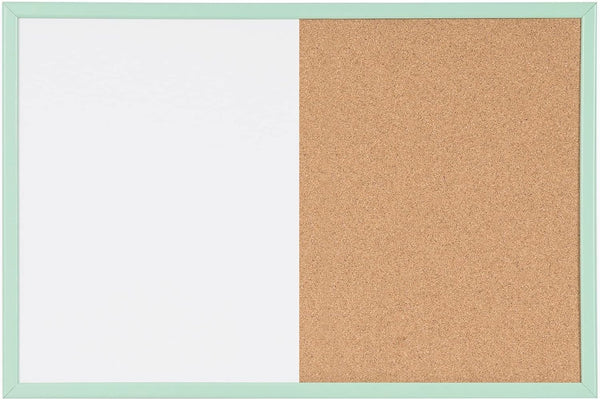 MasterVision Pastel Collection Combo Dry Erase Whiteboard/Cork Bulletin Board, Green MDF Frame - 23.62" x 17.72"