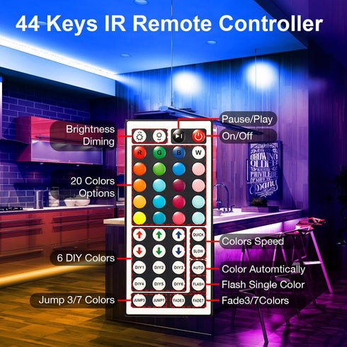 50 DAYBETTER Led Strip Lights ft, Music Sync RGB Led Light Strips with Remote and App Control, Color Changing Led