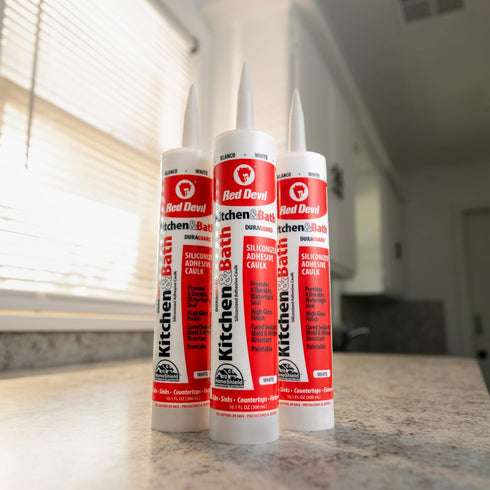Red Devil 040520 Silicone Acrylic Caulk & Sealant, 5.5 oz, Off-White, 100% Waterproof, Made in USA
