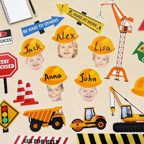 91 Pcs Construction Bulletin Board Decorations Road Cutouts Road to Success Bulletin Board Under Construction