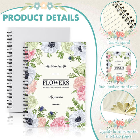 Seajan 12 Pcs Sublimation Journal Blank Notebooks, A5, 120 Pages, Spiral Notebooks for Students, Teacher Gifts