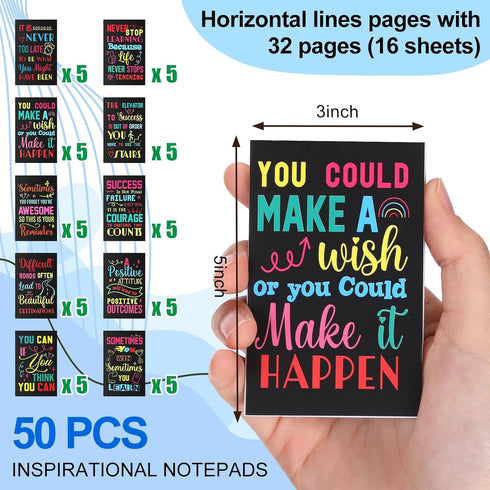 Sabary 150 Pcs Inspirational Notepads - Motivational Ballpoint Pens and Pocket Journals Bulk Gifts for School Supplies