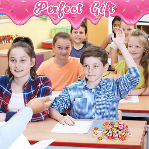 YGAOHF 50PCS 3D Donut Erasers for Kids, Cute Food Pencil Erasers Bulk, Novelty Candy Party Favor Gifts