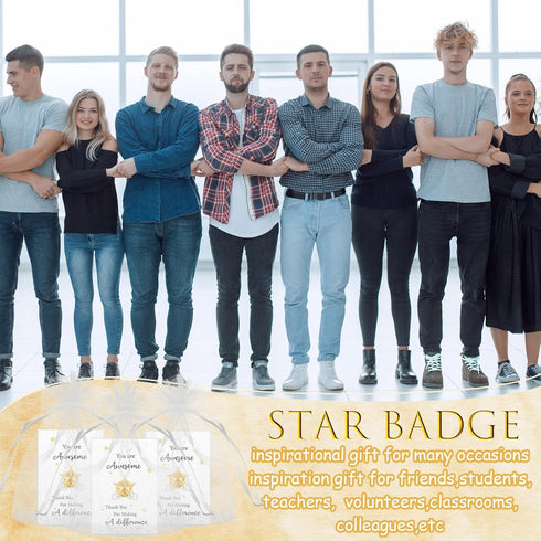 Nosiny Employee Appreciation Gifts - Star Badge Lapel Pins with Inspirational Greeting Cards