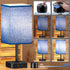 Bedside Lamp & Desk Lamp with Remote, Touch Control, USB-C/A Ports + Outlets | Blue Fabric Shade Nightstand Table Lamp