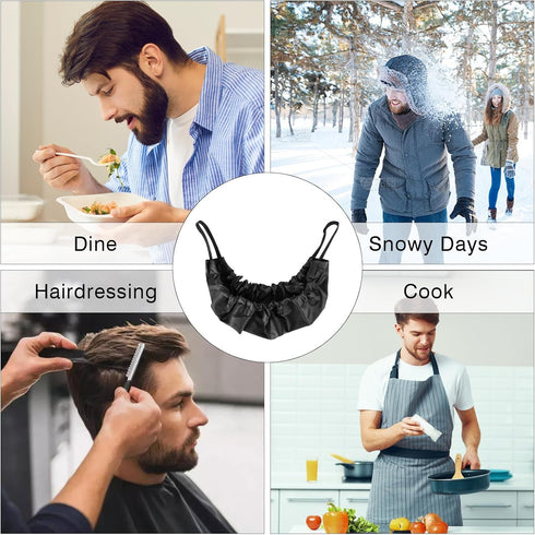4Pcs Men Cooking and Haircut Beard Covers - Adjustable Polyester Beard Bib for Catering, Grooming, Salon Use, Reusable