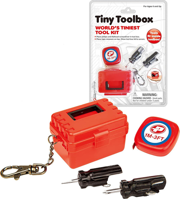 PMT Holdings World's Tiniest Tool Box - Includes; Flathead Driver, Screw Driver, Measuring Tape,