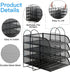Stackable 4 Tier Paper Letter Tray Organizer, Mesh Desk Organizer with File Holder for Office Supplies, Black