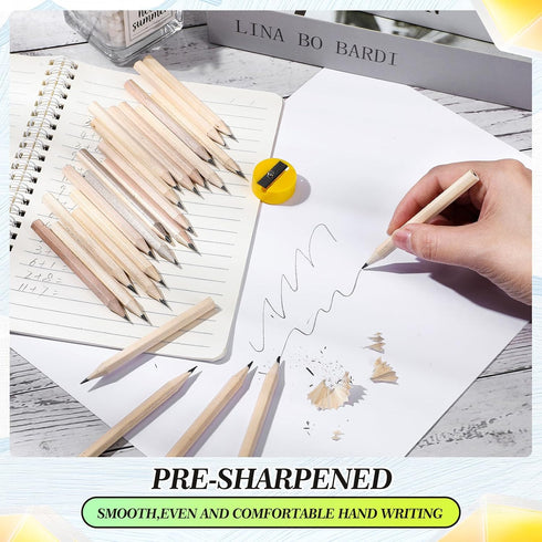 Yexiya Golf Pencils Bulk, Half Pencils 2 HB 3.5 Pre Sharpened Mini Pencils for Kids School Supplies (80 Pcs)