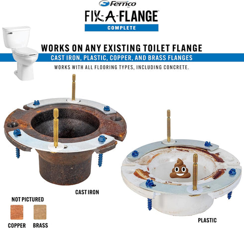Fernco Fix-A-Flange Complete Universal Toilet Flange Water Closet Repair Kit