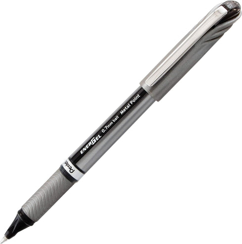Pentel BL27A EnerGel NV Liquid Gel Pen, .7mm, Black Ink, Gray Barrel, Dozen