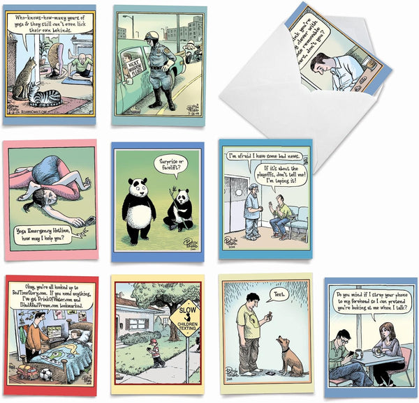 The Best Card Company - 10 Funny Assorted Blank Humor Notecards Boxed Set (4 x 5.12 Inch)