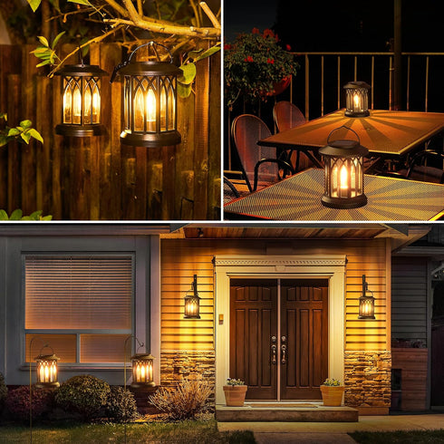 2 Pack WdtPro Solar Lanterns Outdoor Waterproof, Upgraded Bright Hanging Solar Lights for Outside,Solar Powered