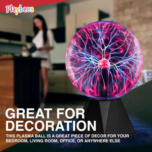 7 Inch Bulb Playbees Red Plasma Ball - - Tesla Coil Static Electricity in a Vacuum Pressurized Glass Globe, Nebula
