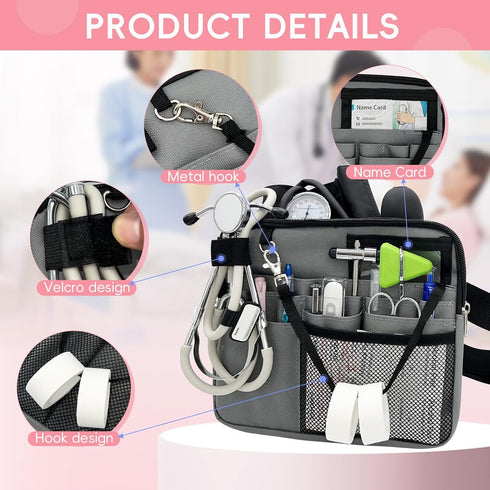 MELINON Pack Nurse Fanny with Medical Gear Pockets - Durable Nurse Waist Pouch with Tape Holder, Adjustable Strap