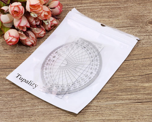 Tupalizy 4 Inch Small Math Protractors, 180 Degrees Plastic Angle Measurement Protractors, 2PCS for Student Teacher