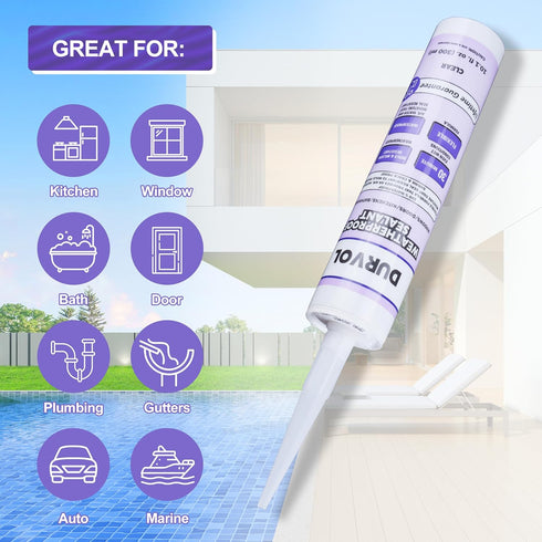 Waterproof Sealant Caulk & Seal, 2-Pack Clear