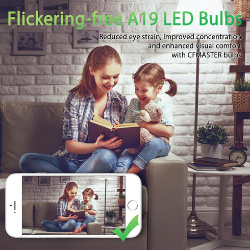 4 Pack A19 LED Light Bulbs, 100W Equivalent, 1500 Lumens, Daylight White 5000K, E26 Standard Base, Non-Dimmable