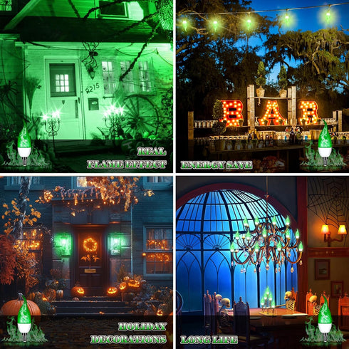 Kakolvan E12 Bulbs 3 Bulbs 6 Pack) LED Flickering Candelabra Flame Effect Light - Modes Flicker Chandelier Candle Fire