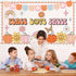 Groovy Fall Pumpkin Bulletin Board Set, Autumn Thanksgiving Decorations, Peace Love Paper Cutouts for Classroom Decor