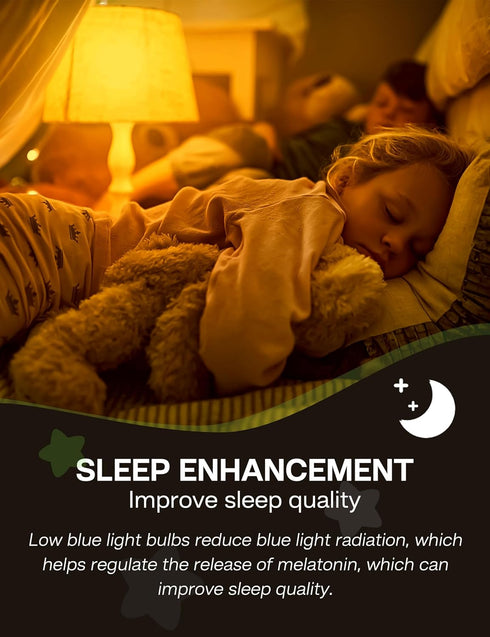 Sleep Light Bulb, 100 Watt Equivalent, 13W Blue Light Blocking, 1800K Amber Color, 2 Pack