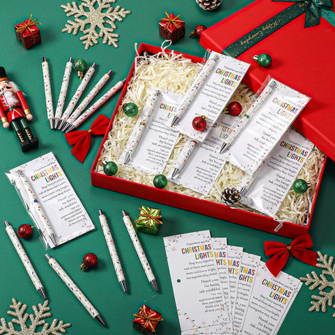 Sayglossy 45 Set Glitter Christmas Pens Gifts Bulk Christmas Employee Appreciation Gifts Ballpoint Pens with Thank You