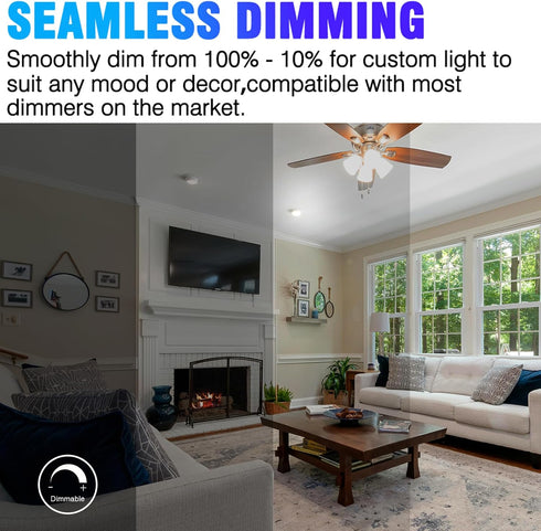 Energetic Lighting LED A15 Ceiling Fan Bulbs, 40 Watt Equivalent, 4000K Cool White, Dimmable, E26 Base, UL Listed, 6