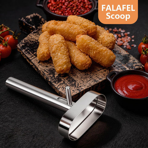 Seqiuay 7.5x3 cm) Falafel Scoop Maker, Stainless Steel Falafel Press Mold, Easy to Use and Clean, Non-Stick Meatball