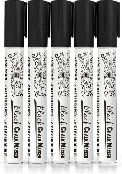 CHALKY CROWN Liquid Chalk Marker Pen - Dry Erase Marker for Chalkboard Signs, Windows, Glass, 6mm Reversible Tip
