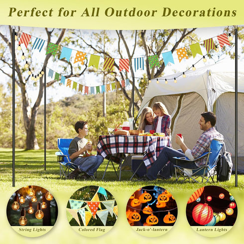 Voxelure 2 Pack 10Ft String Light Poles for Outside, Adjustable Outdoor Light Poles for String Lights, Outdoor Lighting
