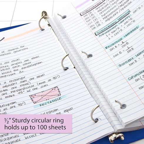 BAZIC 3 Ring Binder 1/2" Economy View Binders Organizer - Blue, Round Ring, Holds 100 Sheets, for School Office Home,