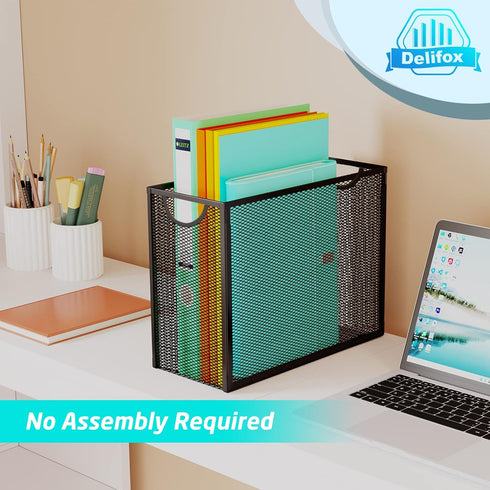Letter-Size Hanging File Folder Organizer, Metal Mesh Storage Box, Big Desk File Holder, No Installation Required