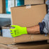 DULFINE Safety Work Gloves for Men, PU Coated 12 Pairs Bulk Pack, Hi-Vis Yellow Knit Glove