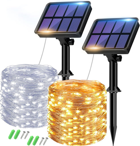 btfarm 2 Pack Solar String Lights Outdoor - 160LED 66FT Solar Fairy