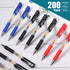Spakon 200 Pieces Retractable Ballpoint Pen Bulk, Medium Point 0.5mm Refillable Ink Pens, Office (Blue, Red, Black)