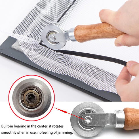 BAYTORY 3Pcs Window Screen Tool Kit, Spline Roller Tool with Wooden Handle & Steel/Nylon Bearing Wheels