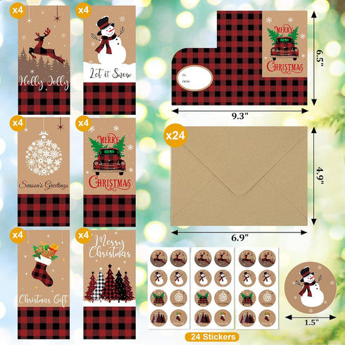 Sereliy 24 Sets Holiday Money Christmas Cards with Envelopes, Christmas Gift Card Holder for Money, Christmas Card