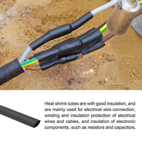 Heat Shrink Tubing 2:1 Cable Sleeving Tube Wrap for Electric Insulation Protection - 3/8" Dia/5m/Black