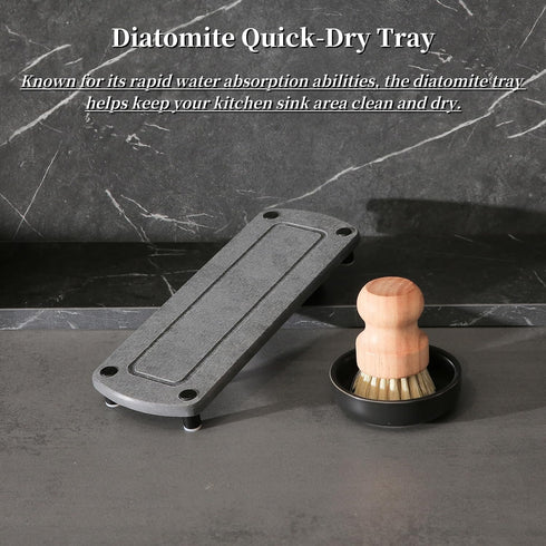 MOMEEMO Soap Dispenser for Kitchen Sink Comes with Stainless Pumps, Instant Dry Tray, and Dish Scrub Brush, Suitable