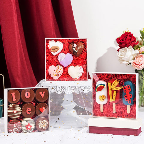 25PCS Clear White Cookie Boxes 6" x 6" x 1 ¼" with Full Window, Bakery Macaron Boxes, Cakesicle Boxes, Chocolate Bomb