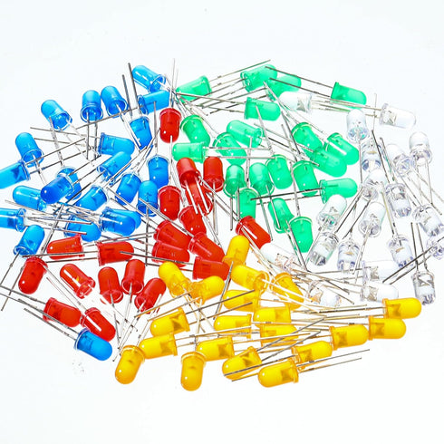 EBOOT 100 Pieces Clear LED Light Emitting Diodes Bulb, 5 mm (5 Colors)