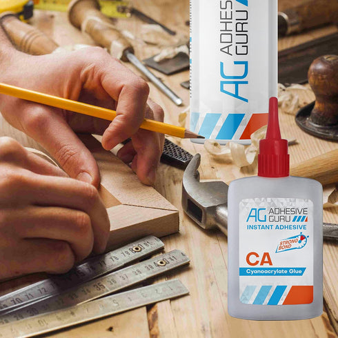 CA Glue with Activator by Adhesive Guru - Woodworking Cyanoacrylate Glue (0.9 oz - 3.38 fl oz)