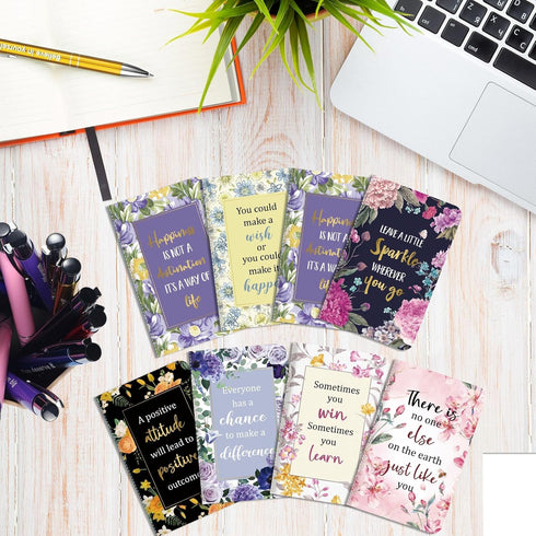 Funrous 32 Pcs Motivational Quote Pens, Inspirational Notepads Mini Journal Gift Set for Students and Office